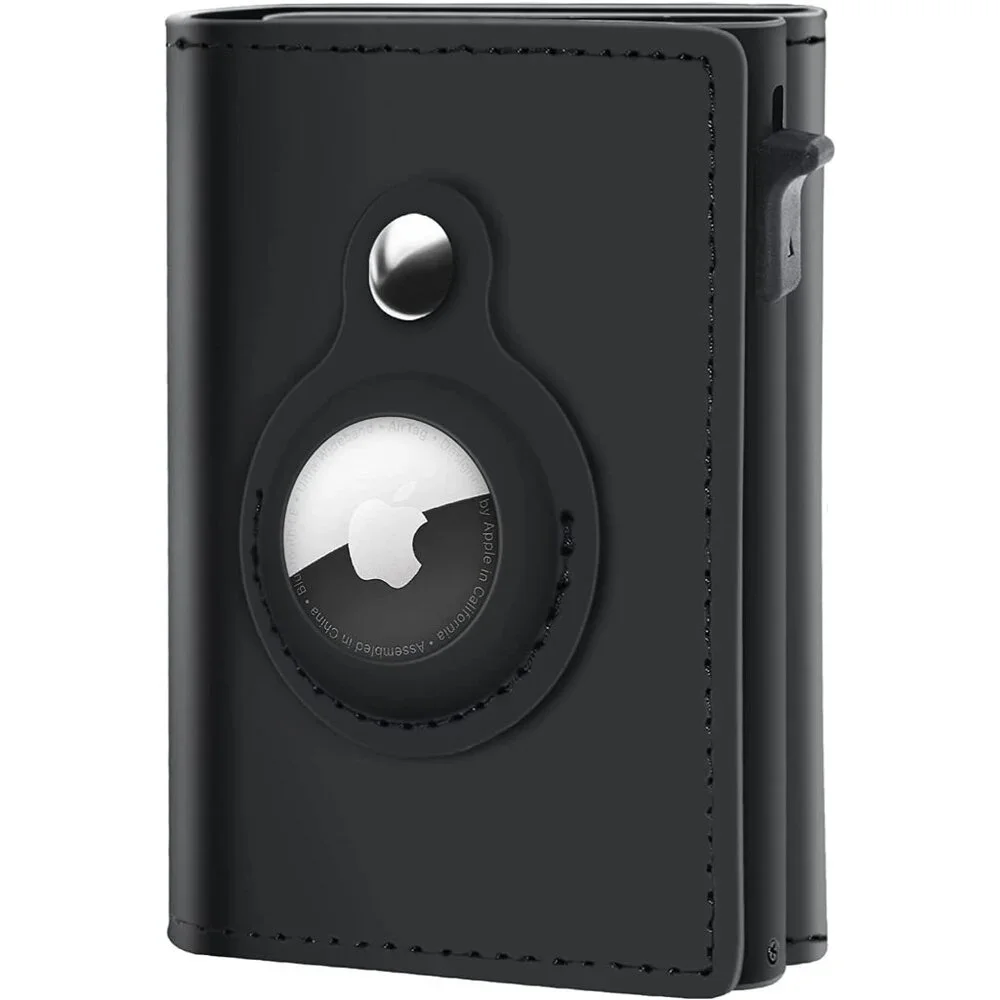 AirTag Wallet Genuine Leather Air Tag Wallet RFID Technology Credit Card Holder